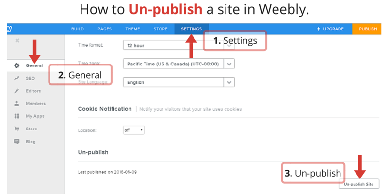 unpublish your weebly website in a few clicks