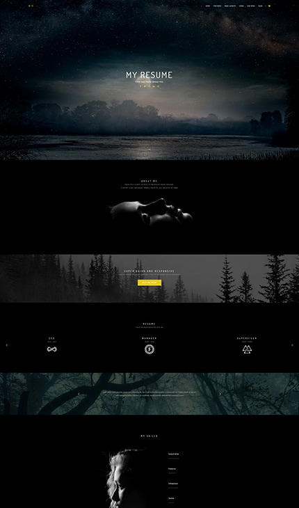 Bio - a dark and moody Weebly Template for Personal Biography sites.